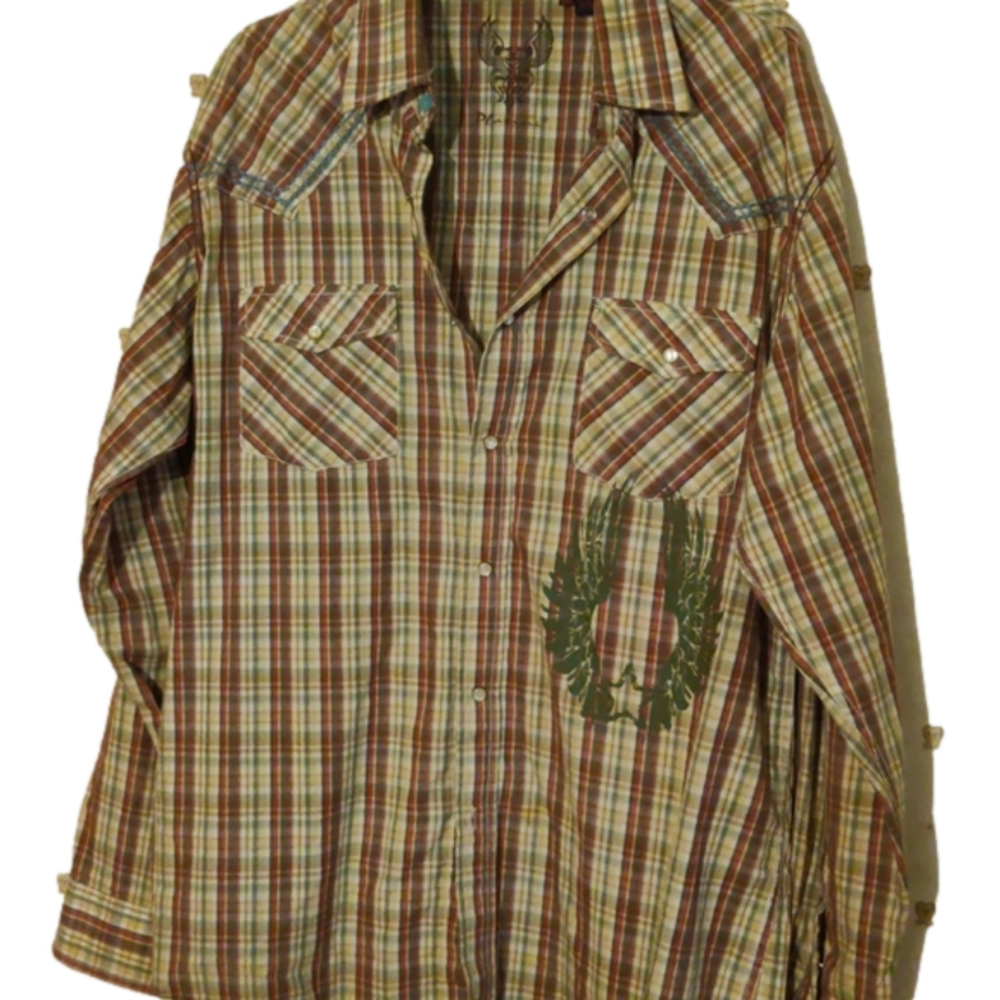 Platinum Men's Western/Hillbilly Pearl Snap Button Shirt Size XXL